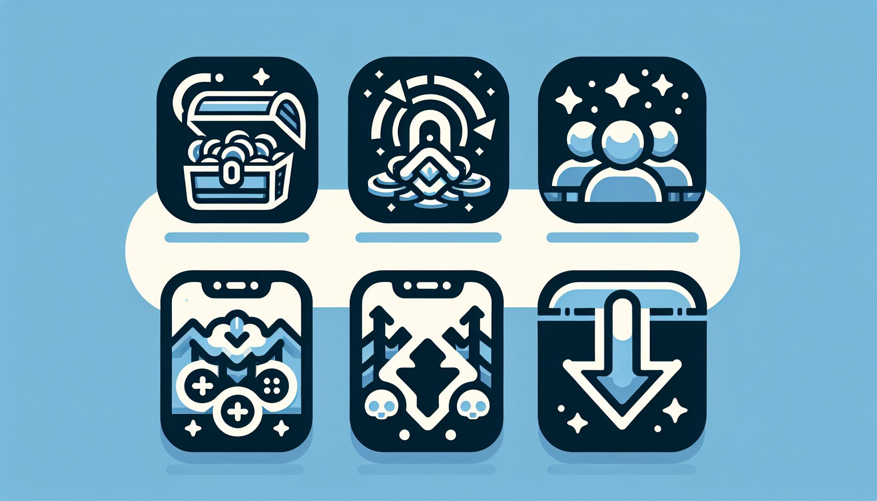 Feature icons representing fishing game benefits